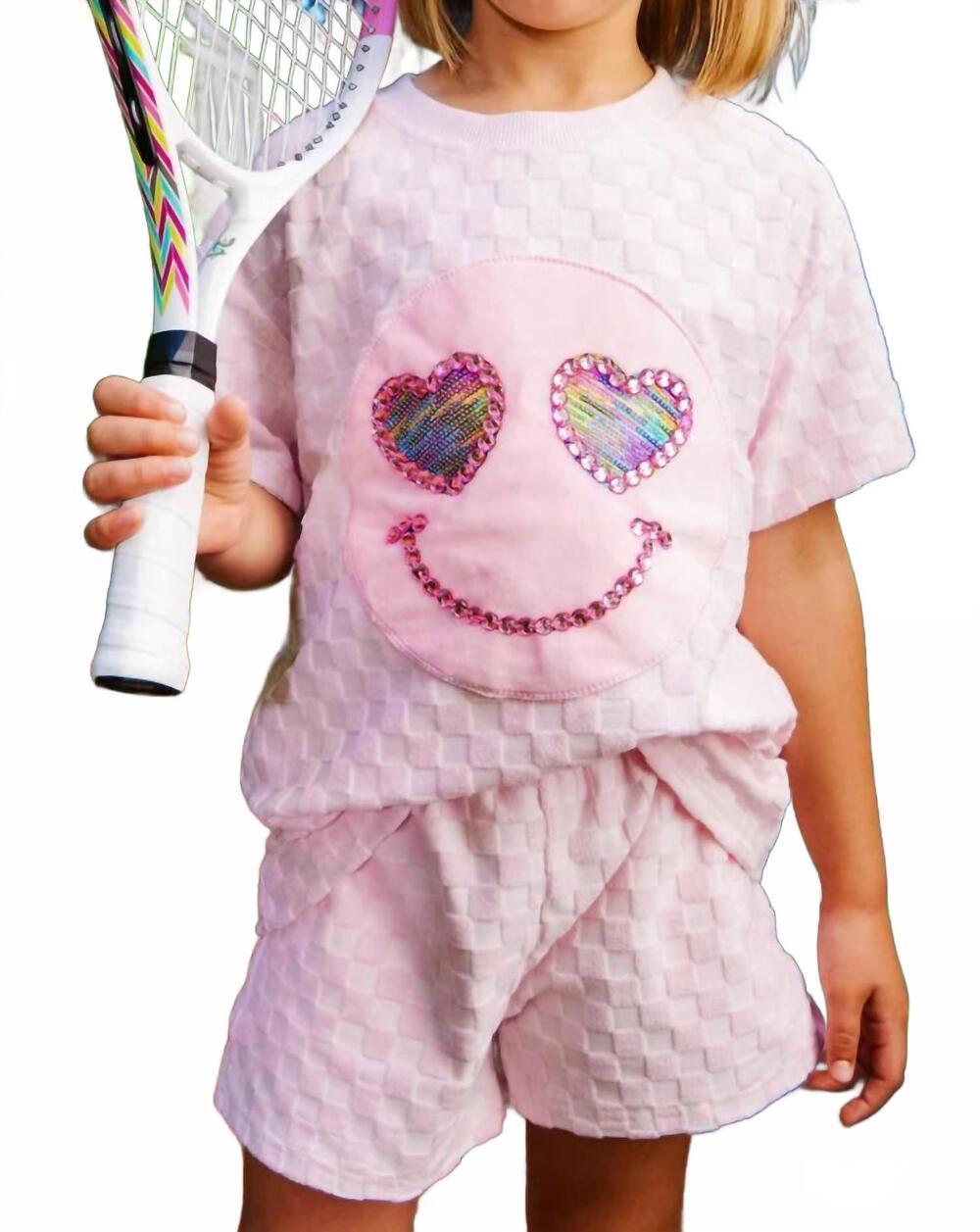 NEW LOLA + THE BOYS emoji short set in pink